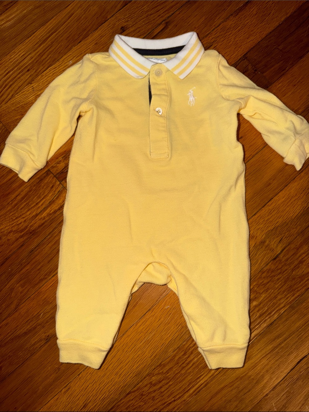 Ralph Lauren Pale Yellow Polo-Collar Baby One-Piece